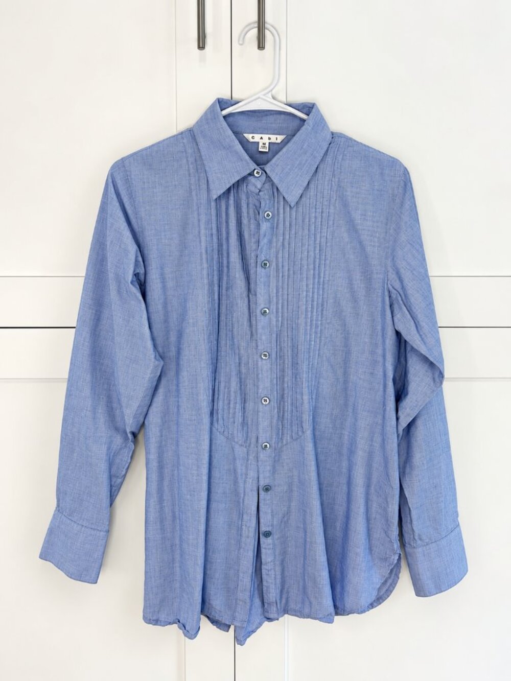 CAbi | 100% Cotton Pintuck Button Down Tunic Blouse - Size Medium